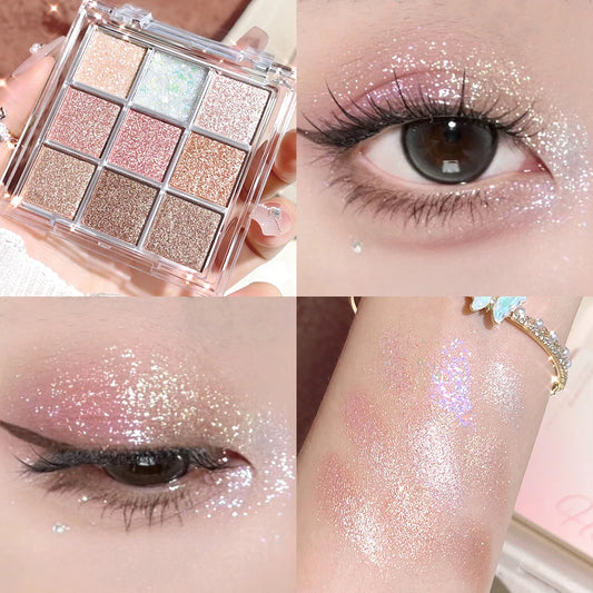 Pearlescent Glitter Highlighter Eyeshadow Palette - Dazzling Makeup