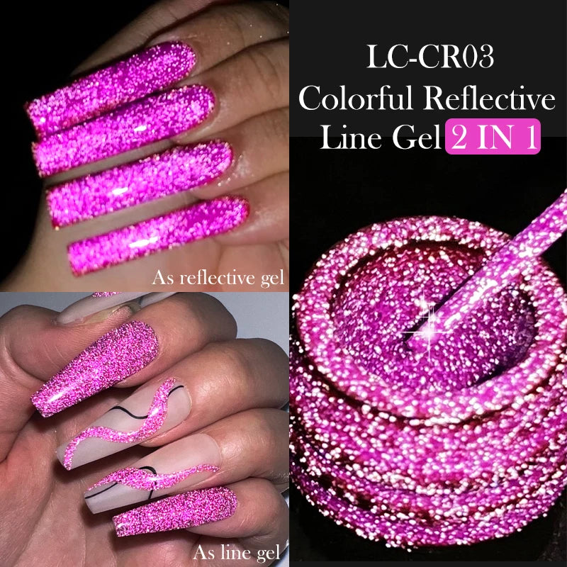 LILYCUTE 5ml Reflective Glitter Liner Gel - Champagne Nail Art