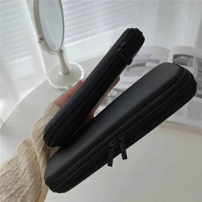 Waterproof Double-Zipper Brush Case - Black Travel Makeup Bag