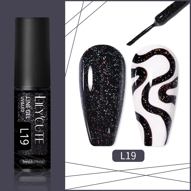 LILYCUTE 5ml Reflective Glitter Liner Gel - Champagne Nail Art