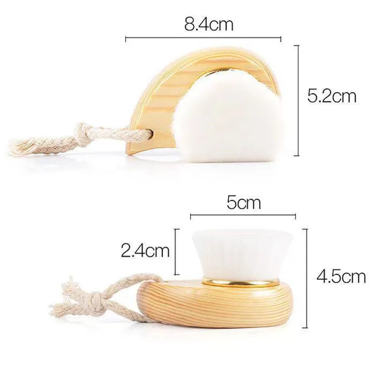 Soft Manual Facial Cleansing Brush - Wood Handle Pore Care Tool