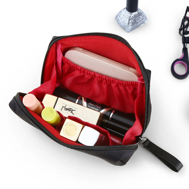 Waterproof Korean Style Cosmetic Pouch - Solid Color Travel Organizer