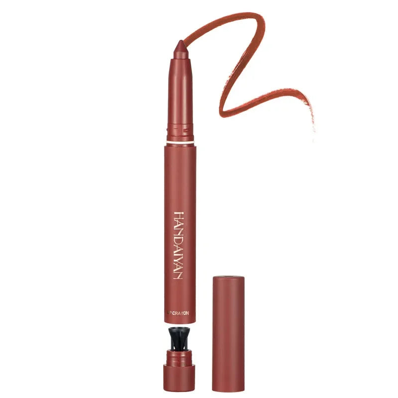 12-Color Pink Velvet Lipstick Pen and Lip Liner Crayon
