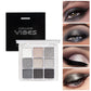9-Color Glitter Eyeshadow Palette - Smokey Cool-Tone Makeup