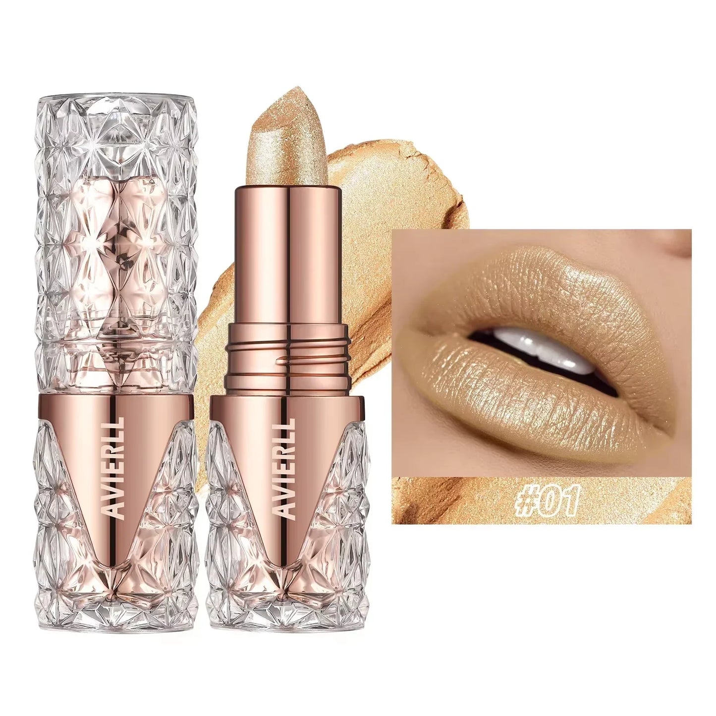 Quicksand Gold Glitter Lipstick - Silky Grapefruit Orange Shine