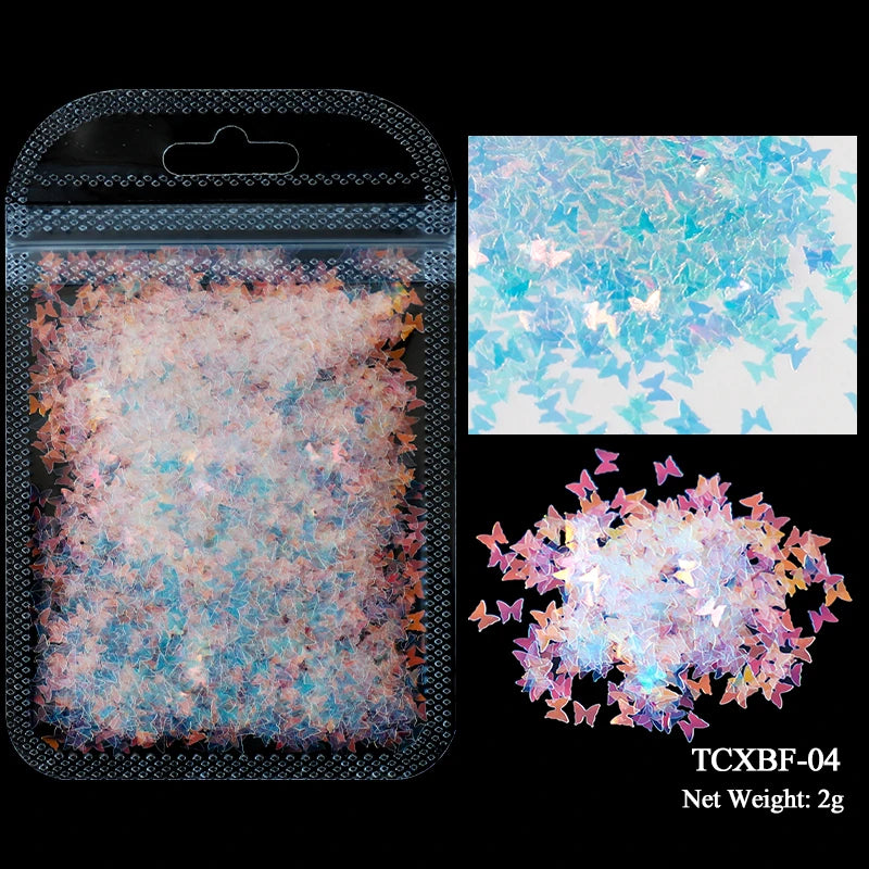 2g Holographic Nail Art Glitter - Star Butterfly Sequins Flakes