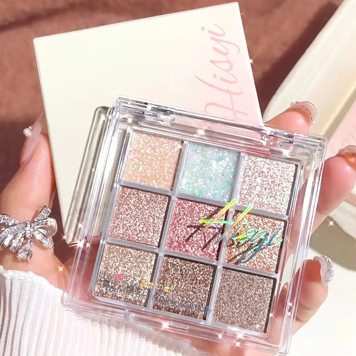 Pearlescent Glitter Highlighter Eyeshadow Palette - Dazzling Makeup
