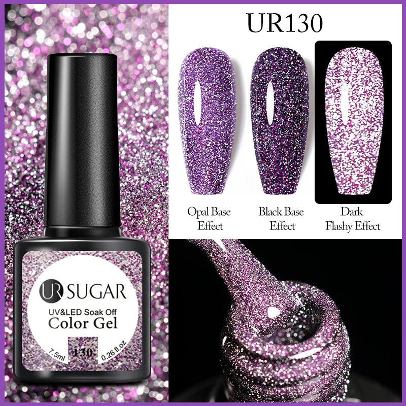 UR SUGAR 7.5ml Reflective Glitter Pink Sequin Gel Polish