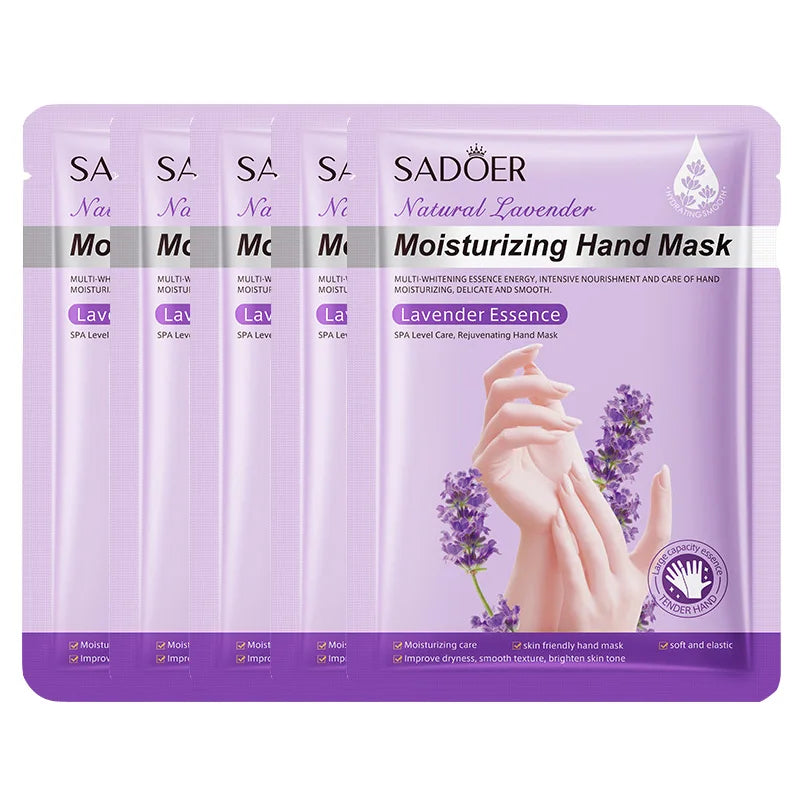 5-Pack Lavender Hand Mask Gloves - Exfoliating Spa Care