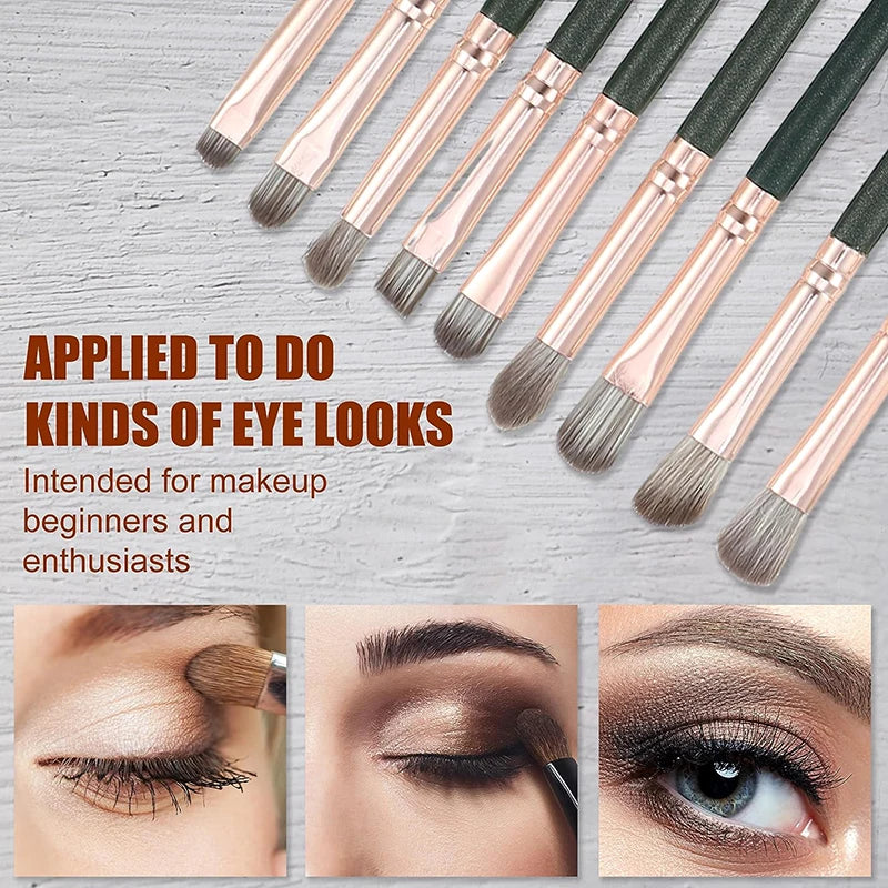 JTFIL Green Makeup Brush Set - Powder Eye Shadow and Blush Tools