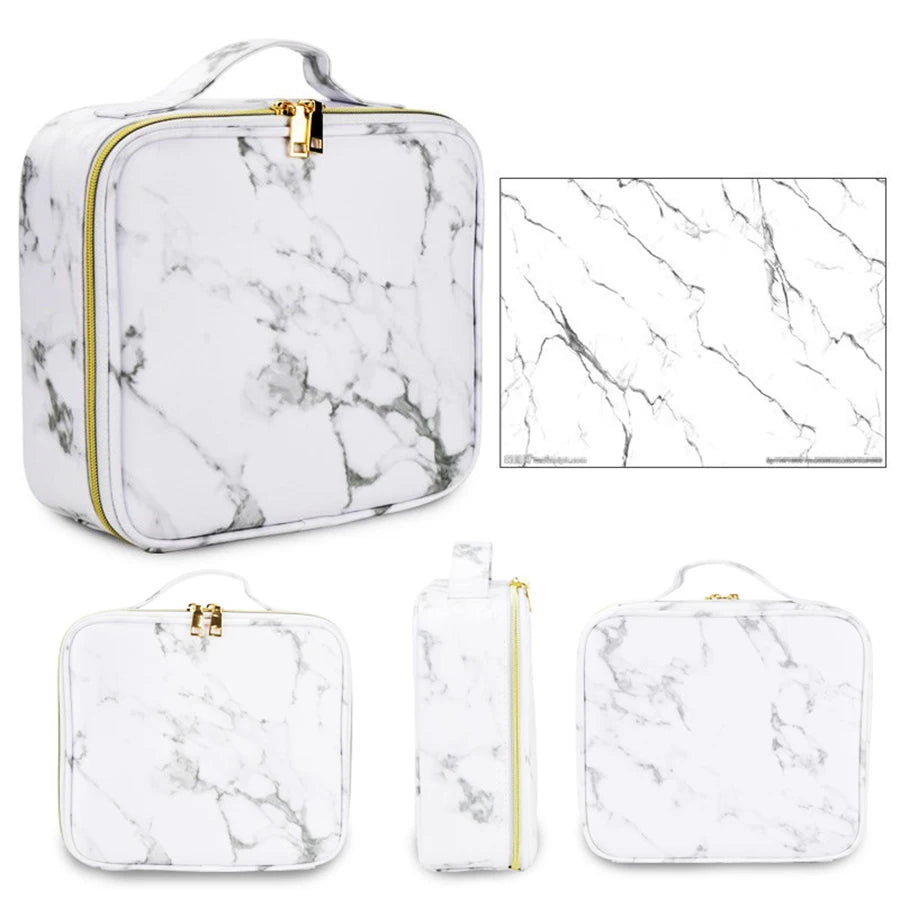Marble Waterproof PU Cosmetic Bag - Makeup and Toiletry Organizer