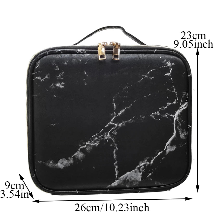 Marble Waterproof PU Cosmetic Bag - Makeup and Toiletry Organizer