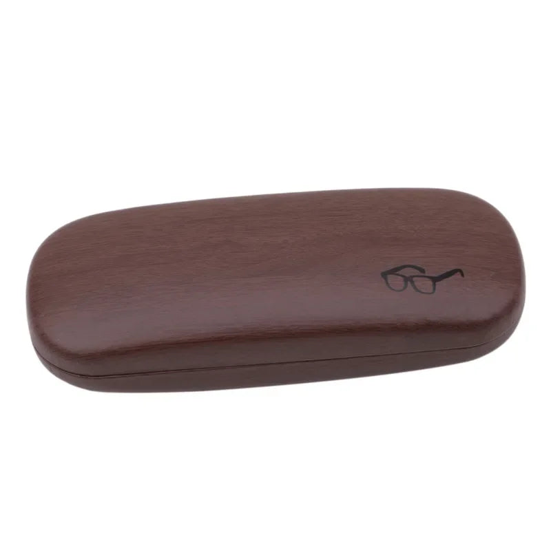 Wood Grain Hard Reading Glasses Case - PU Leather Eyeglass Box