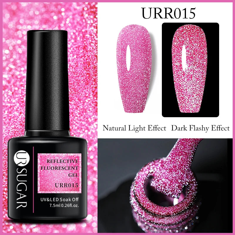 UR SUGAR 7.5ml Reflective Glitter Pink Sequin Gel Polish